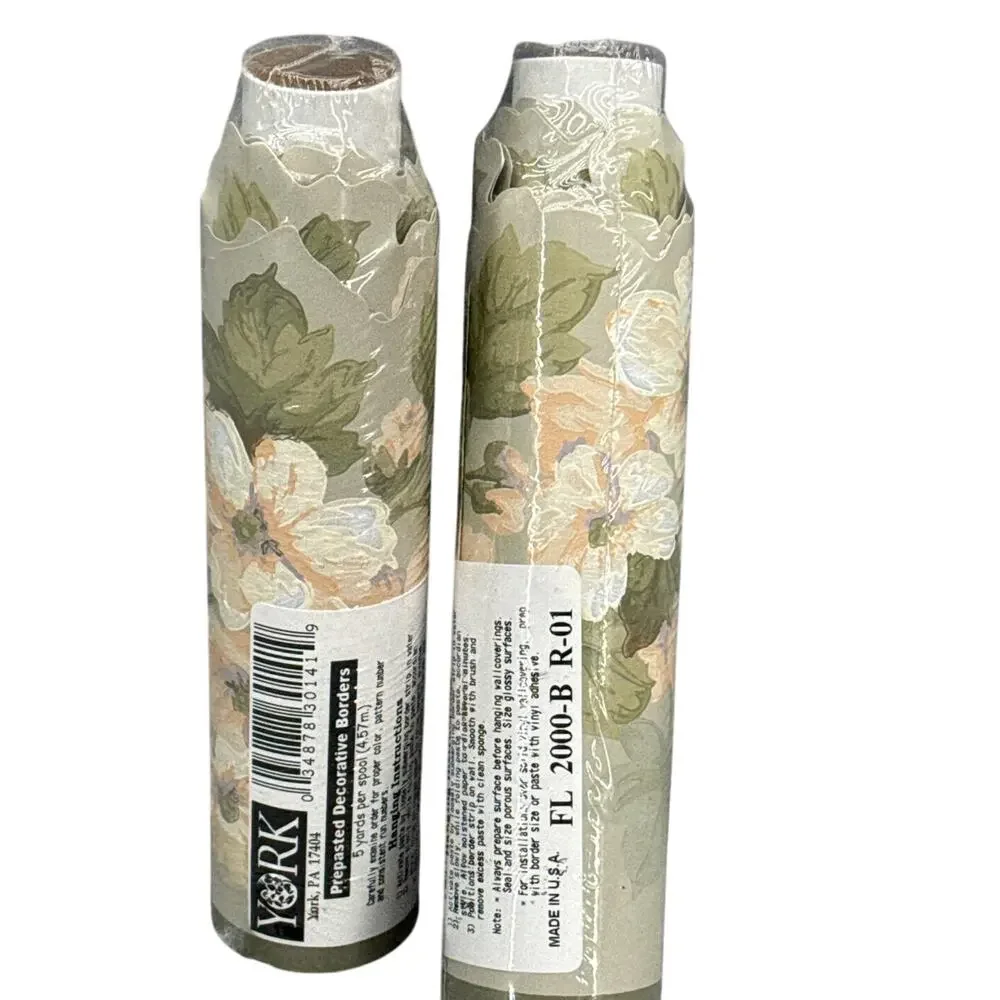 York Vintage Country Cottage Floral Ivy Wallpaper Border 2 Rolls / 10 yards